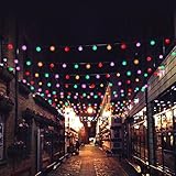 32 Foot long Heavy Duty Globe String Light featuring 10 Pearl White Bulbs, each emitting Red, Green, Blue Color from 5 warm white LEDs