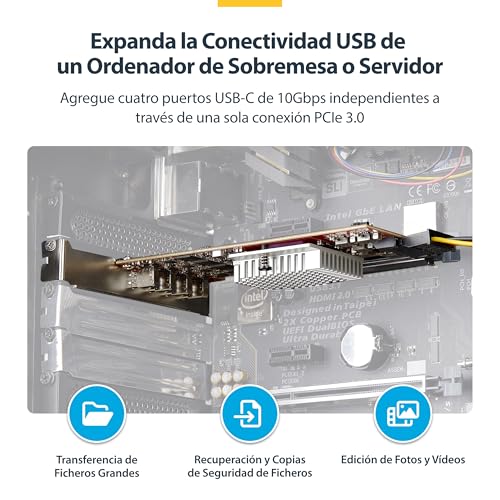 Hub interno Tipo C 3.2 PCI Express 3.0 StarTech P10Q4C-USB-CARD de 4 puertos 2