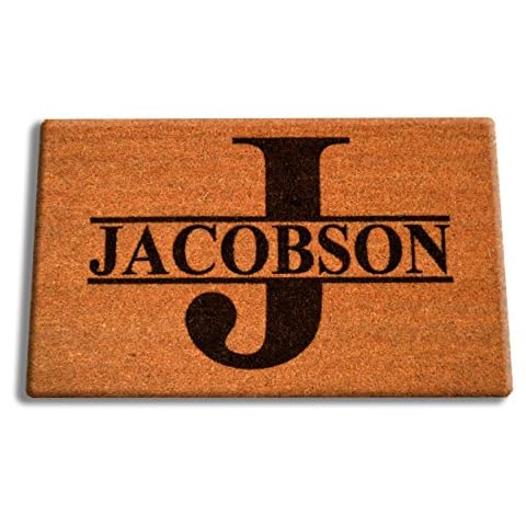 Personalized [Your Name] Coir Fiber Laser Engraved Doormat 30” x 18” Split Letter Monogram – Custom Cover