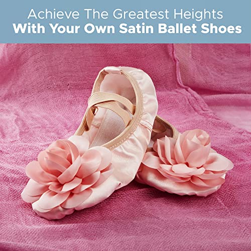 Ballet Shoes for Girls - Non-Slip Pink Ballet Slippers for Girls with Leather Split Soles – Durable, Comfort-Fit Satin Girls Ballet Shoes for Toddler Girls – Toddler Ballet Shoes4