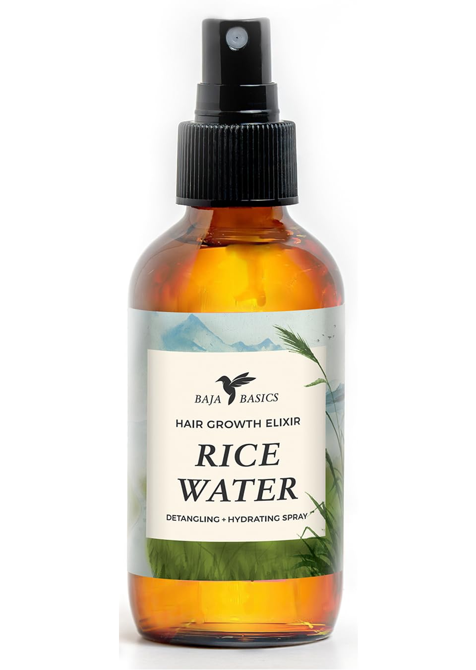 Rice Water For Hair Growth by Baja Basics, Thickness, Strength, Shine - Leave-in Conditioner for Scalp, Dry Split End Moisturizer - Fermented Rice Water Spray for Curly, Straight, Thick, Thin Hair 4oz