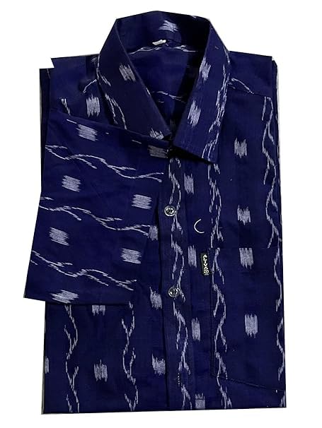 Image of Odisha Handloom 100% Pure Cotton Sambalpuri pasapali Half Shirt fabric for Men /Boys Odisha Traditional Shirt Tie-Dye Craft, Soft & Breathable Weave Cotton Material