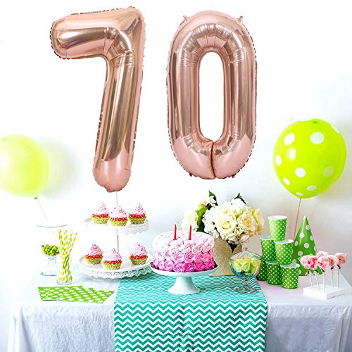 2 Palloncini Numero 70 in Oro Rosa, Ouceanwin