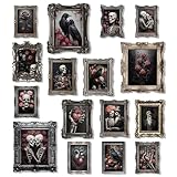 97 Decor 16 Pcs Floral Gothic Decor for Home - Pink Skull Wall Decor, Goth Room Decor, Creepy Halloween Wall Decor, Spooky Art Prints Skull Pictures Gothic Posters for Bathroom Bedroom (8x10 Unframed)