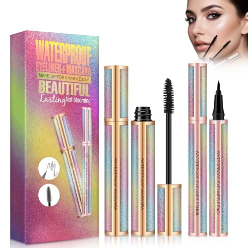 Mascara 4D Et Eyeliner Imperméable, Effet Longue Durée Et Volume Intense, Kit Maquillage Yeux Pour Fête, Cosmétique Fibre, Facile À Démaquiller, Cadeau Femme