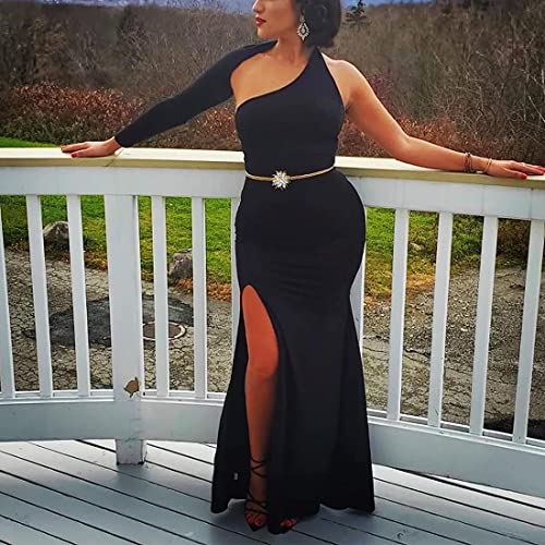 TICBRY Women's Sexy Elegant One Shoulder Backless Floor Length Long Maxi Dress4