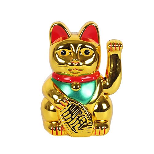 Giftbrit Gold Feng Shui Geldkatze | Maneki-Neko | Beckonende Katze | Japanische Glückskatze | winkende Arm Katze für kreative Geschenke Cover