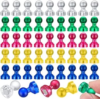 50 Pcs Colourful Fridge Magnets, Small Strong Magnetic Push Pins Magnets, 5 Colors Noticeboard Whiteboard Magnets for Refrigerator, White Board, Notice Board, Office, Home, School Magnets