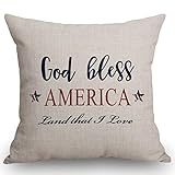 SSOIU God Bless America Pillow Cover - Linen Pillow Cover - Farmhouse Decor - Farmhouse Pillow...