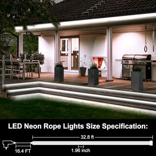 Cinta LED Neón Flexible 33 Pies 24V Dimmable Blanco Frío miniatura 4