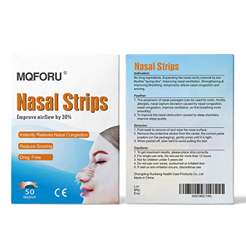 Mqforu 100Ct Medium Better Breathe Nasal Strips To Reduce Snoring, Drug-Free, Works Instantly To Improve Sleep, Relieve Nasal Congestion Due To Colds & Allergies, (55Mm*16Mm) #TOP6