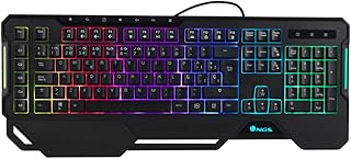 NGS GKX-450- Teclado Gaming de Membrana con Luces RGB, QWERTY Italiano, Programable, 19 Teclas Multimedia, Cable 1,8m, Negro