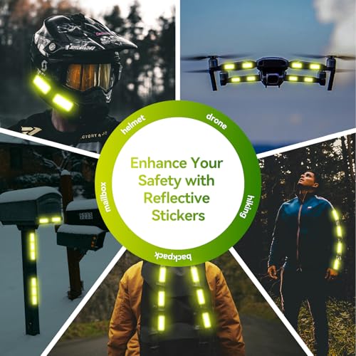 Image of 60Pcs Reflective Stickers, Warning Safety Reflective Sticker, Bike Stickers, Mailbox Reflectors, Reflective Stickers for Clothing, Reflective Helmet Stickers