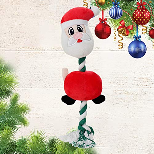 BESTOYARD Brinquedo para animais de estimação clássico Papai Noel com corda de algodão adorável, orn