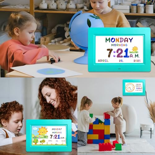 Image of SSYA Digital Calendar, Kids Digital Clock, 20 Alarms Custom Reminders, Auto DST, Large Clear Display, Alarm Clocks for Bedrooms & Kids, Easy to Use for Kids. (Blue, 7 inch)