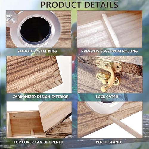 Image of kathson Parakeet Nesting Box,Wooden Budgie Breeding Mating Boxes,Parrots Nest House Hut for Cage,Bird Nesting Box for Lovebirds,Conure,Canary,Finch and Small Medium Birds, M