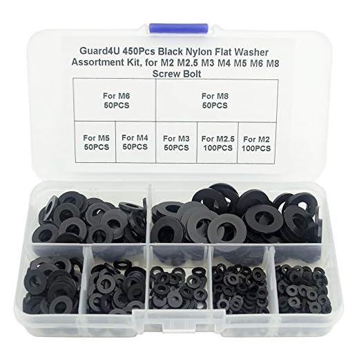 Guard4U 450Pcs Black Nylon Flat Washer Assortment Kit, for M2 M2.5 M3 M4 M5 M6 M8 Screw Bolt