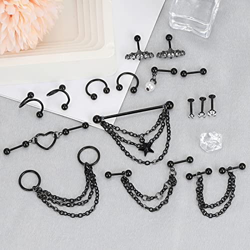 YOFANST Industrial Barbell Stainless Steel Industrial Piercing Bar Earring Cartilage Piercing Jewelry 38mm 1&1/2 Inch2