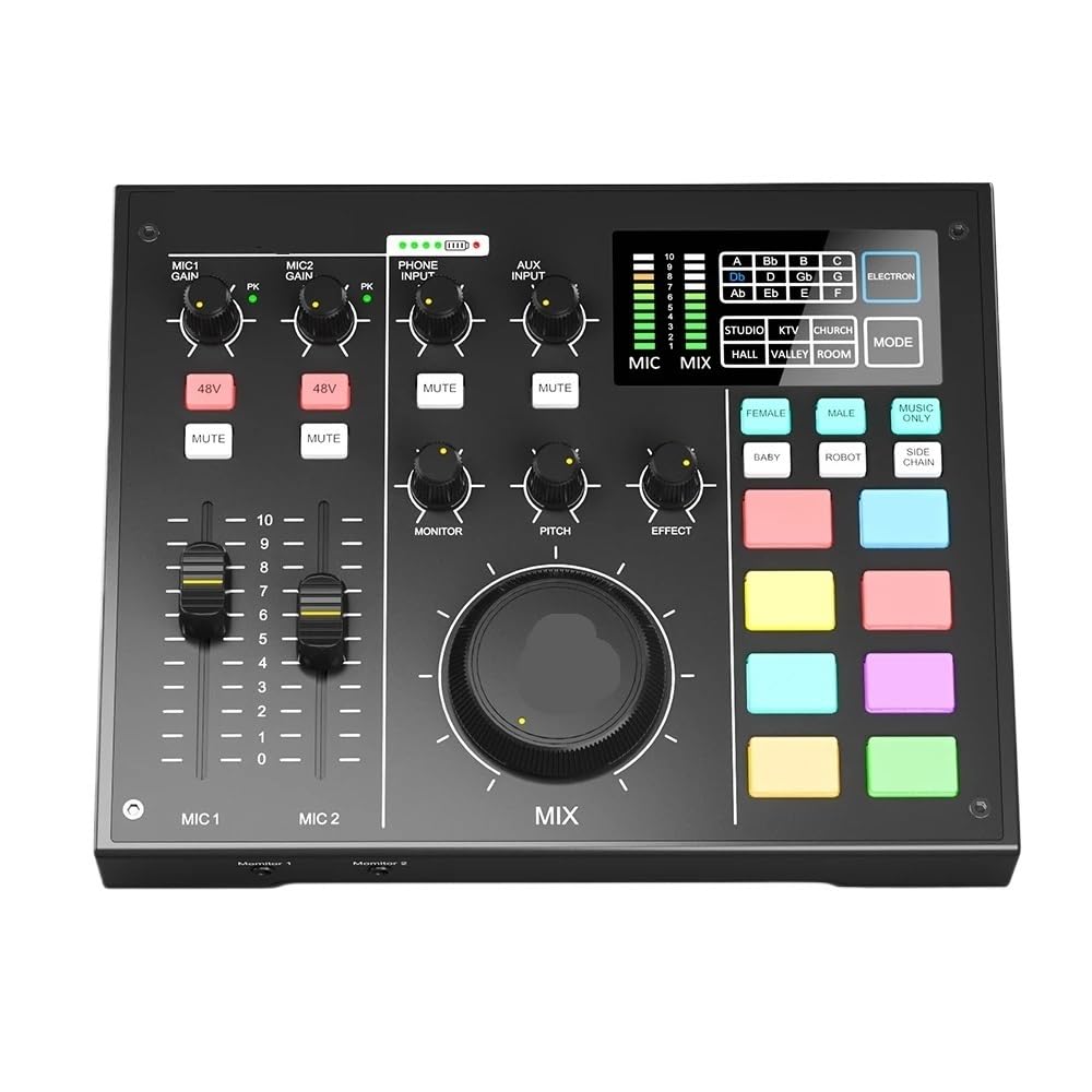 Mezclador de Audio Interfaz de Audio Equipo de Podcast Estudio Tarjeta de Sonido Mezclador Digital Todo en uno