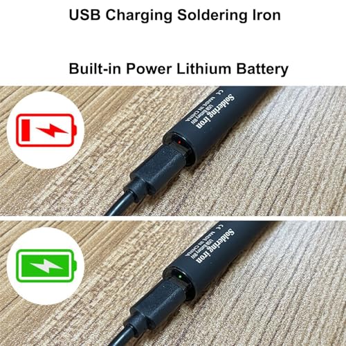 Image of Cordless USB Rechargeable Soldering Iron Kit with 1000mAh Battery, Fast Heating 15s, 3 Temperature Levels up to 450C, Type-C Portable Soldering Pen for Electronics Repair, Mobile Fixing