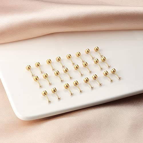 FASACCO 12 Pairs 14K Flat Back Earrings 20G Cartilage Earring Stud Tiny 2MM 3MM 4MM Flat Back Stud Earrings2