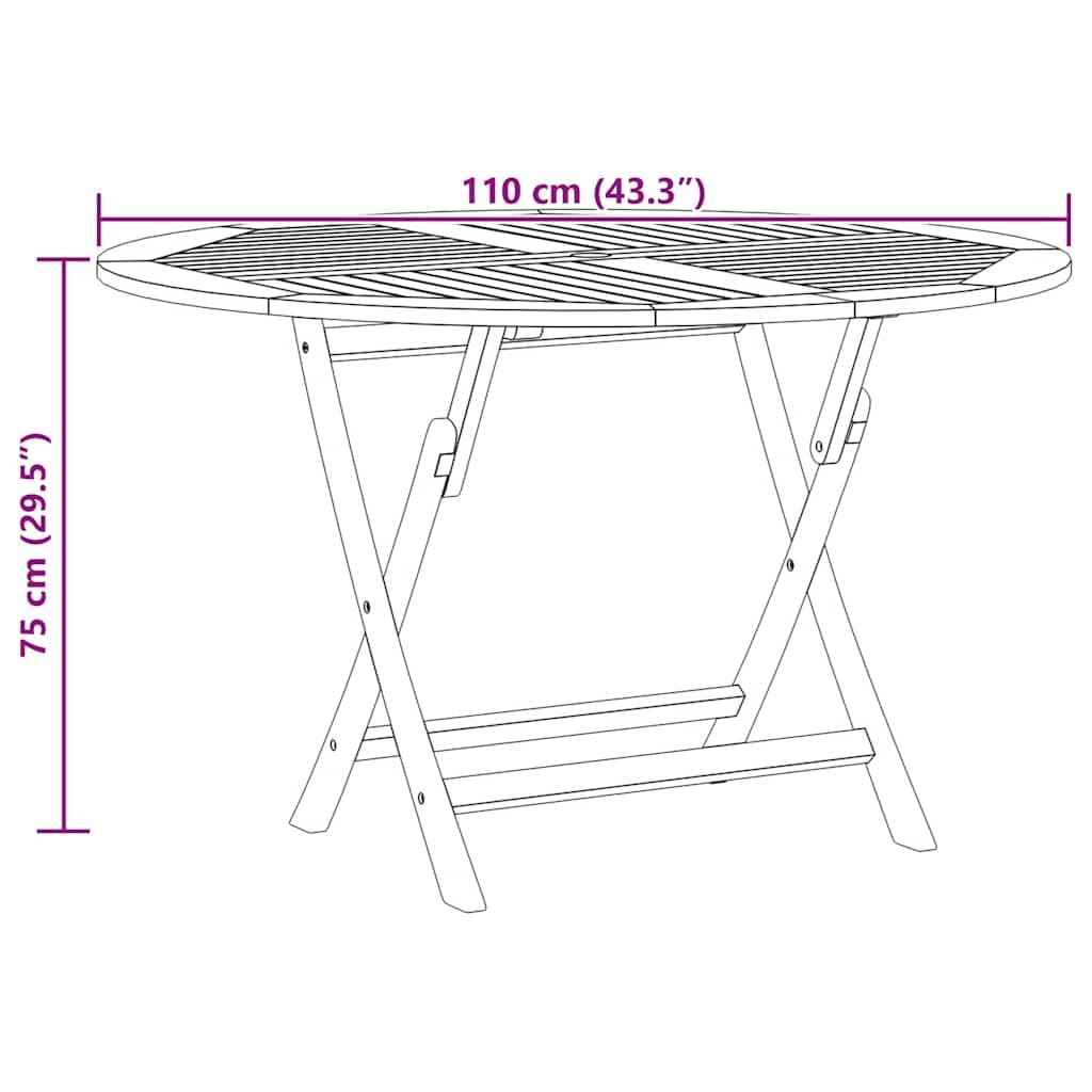Hothingwell Składany stół ogrodowy z litego drewna tekowego 110x75 cm | Przestronna góra, otwór na parasol, łatwy do złożenia, odporny na warunki atmosferyczne, na taras balkonowy