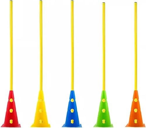 Juego de 5 bastones ajustables para entrenamiento de fútbol de agilidad, bastones de agilidad de entrenamiento de slalom, equipo de práctica