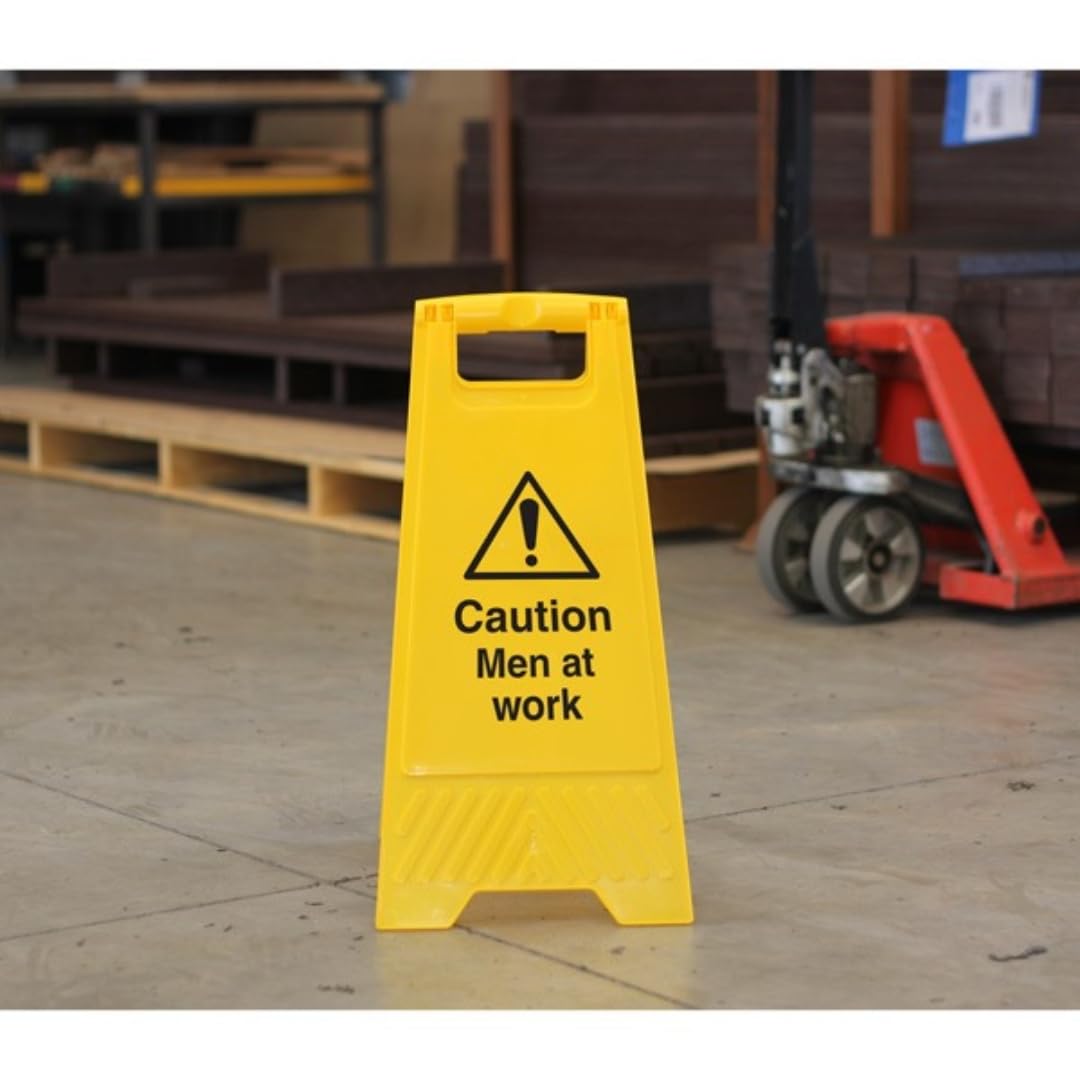 V Safety Caution Men At Work - Letrero de suelo amarillo (2 unidades)
