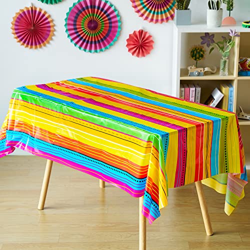 Image of JOYIN 6 pcs Cinco De Mayo Printed Plastic Tablecover w /Multi Color Style (54 x 108 INCHES) for Fiesta, Taco Night, Birthday, and Mexican Themed Party (Pack of 2)