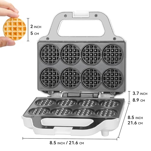 SugarWhisk Mini Waffle Maker Machine, Tiny Waffle Bites Iron for Kids, Bake 8 x 2'' Tiny Waffle Bites, Small Waffle Maker, Compact & Easy Use, Non Stick Surface, Recipe Included, White by SugarWhisk - Image 7