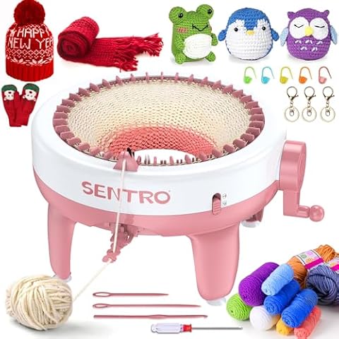 [2024 Upgraded] Sentro Knitting Machine 40 Needles, Perfect Knitting & Crochet Kit for Beginners, Smart Knitting Loom Supplies, Christmas Gifts for Kids & Adults, Cute Animal Crochet Kit As Bonus Cover