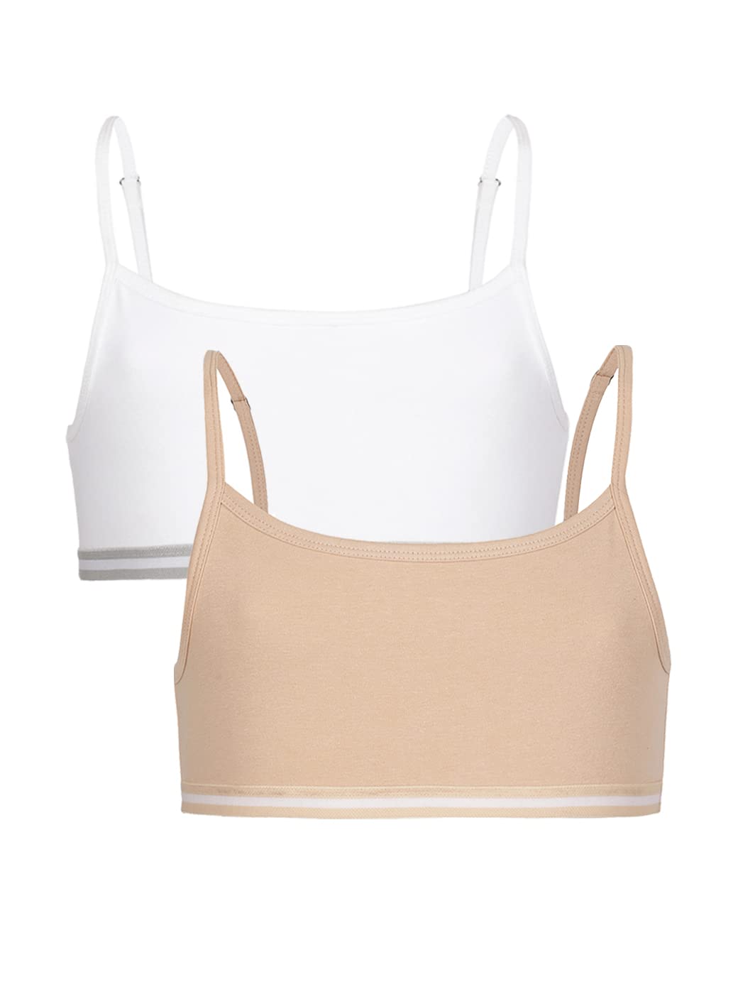 charm n cherish Sports Bra for Girls, White and Skin Combo 2 Pack Non Padded Cotton Bras-Slip On Teenage Bras-Solid Printed-picture-37