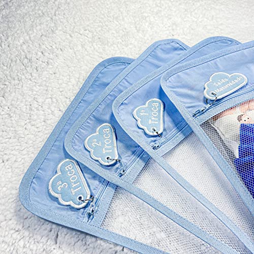 Saquinho Maternidade Tule Com Zíper 4x Peças Menino E Menina