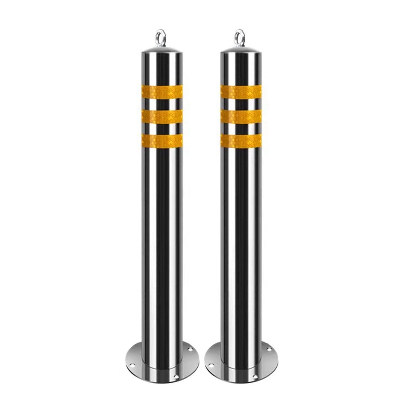 YNBSHGAA Parking Bollards With Reflective Strips For Traffic Control In Parking Lots And Driveways,2 Pieces-29.6x3.5 in
