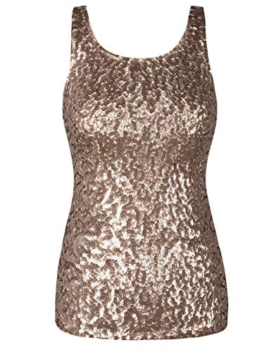 PrettyGuide Women Sparkly Sequin Tank Top Shimmer Glam Art Deco Rave Party Vest Tops4