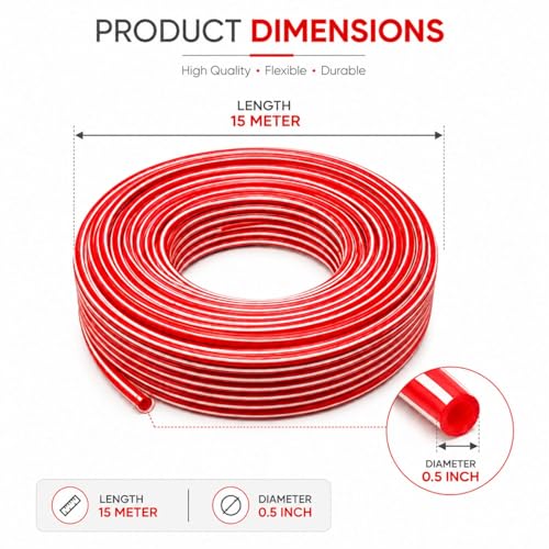 Image of Multi-Purpose Hose Pipe Set with 1 Clamp - Flexible, Leak-Proof Garden Hose for Home, Car Wash & Lawn Use | Heavy-Duty PVC Material, Easy to Connect & Store (15 meter, 0.5 Inch)