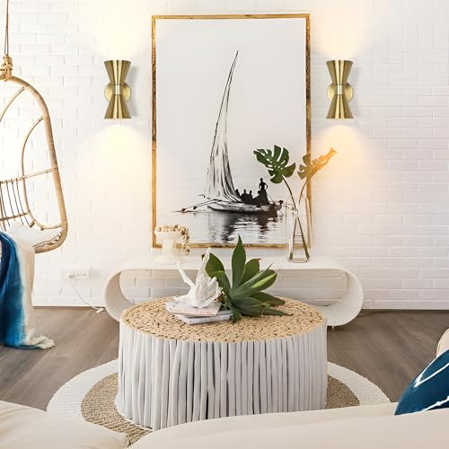 Image of Modern Brass Wall Sconce Set of 2, Small Mid Century Sconce Wall Lighting E12 Base Vintage Hardwired Wall Lamp Indoor Bathroom Wall Mount Light Fixture for Bedroom, Living Room, Hallway