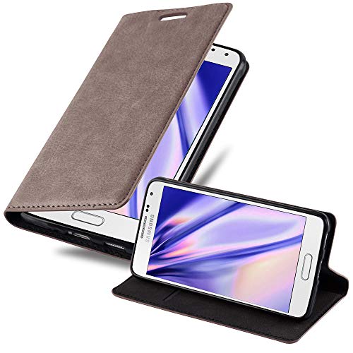 Cadorabo Coque pour Samsung Galaxy Alpha en Marron CAFÉ - Housse Protection avec Fermoire Magnétique, Stand Horizontal et Fente Carte - Portefeuille Etui Poche Folio Case Cover