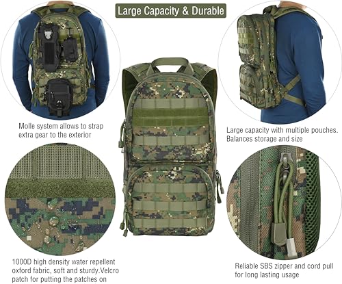 MARCHWAY Tactical Molle Hydration Pack with 3L TPU Water Bladder, Military Backpack for Backpacking, Hiking, Running, Cycling - Image 4