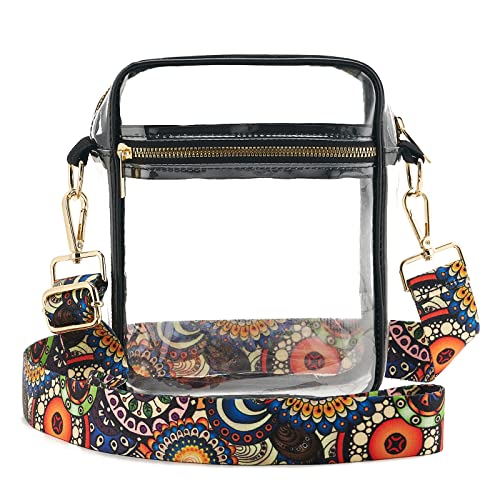 Image of Clear Crossbody Bag Stadium Approved,Adjustable Shoulder Strap Clear Crossbody Purse for Concerts,Sports Events