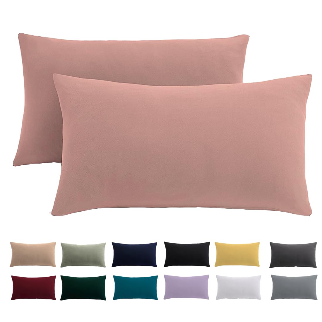 Kissenbezug 40x70 2er Set - Kopfkissenbezug 40 x 70 cm Rosa Für Kissen 100% Mikrofaser Kissenhülle Bügelfrei & Knitterfrei mit Reißverschluss