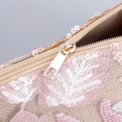 Women's Floral Embroidery Purse Sequin Beaded Shoulder Bag Summer Beach Party Purses Sparkly Evening Crossbody Bags4