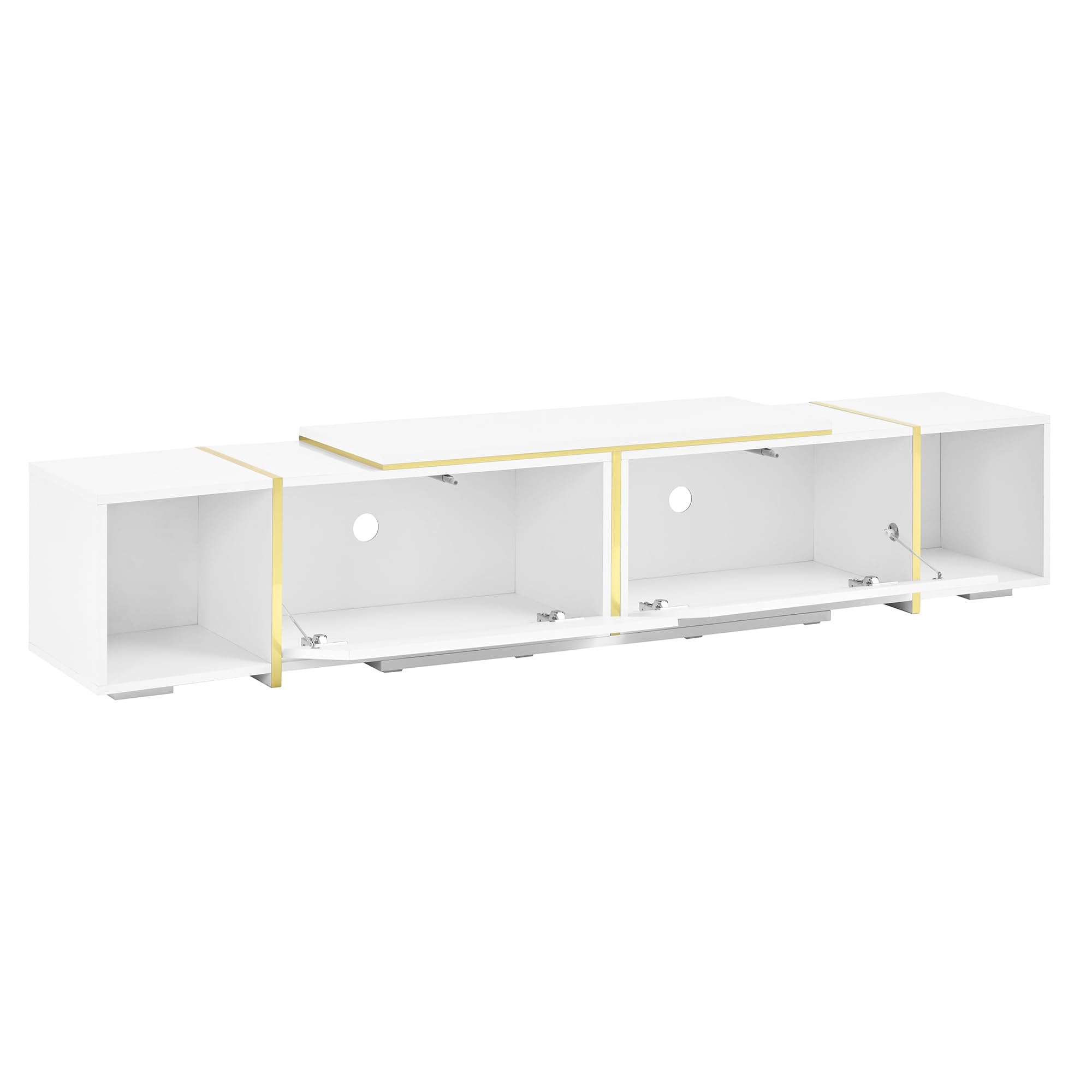 HAINEW Mobile TV ovale con 2 ante scorrevoli, noce, 180 x 40 x 50 cm