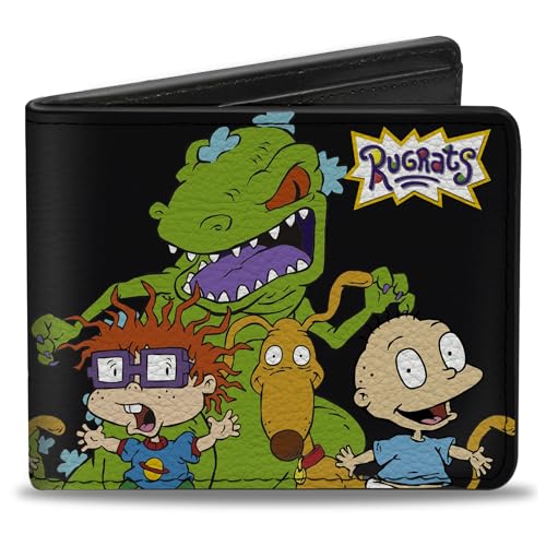 Rugrats Men's Standard Buckle-Down PU Bifold Wallet Reptar w/Chuckie Spike & Tommy, Multicolor, One Size