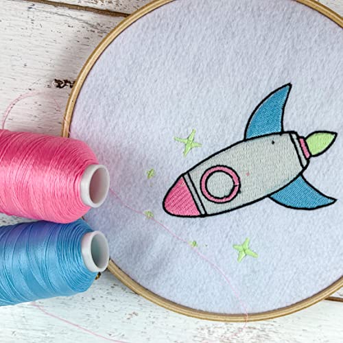Image of ThreadArt Glow in the Dark Embroidery Thread, 1000M, White | Glow in the dark embroidery thread adds luminous detail to designs. Works with embroidery and sewing machines.