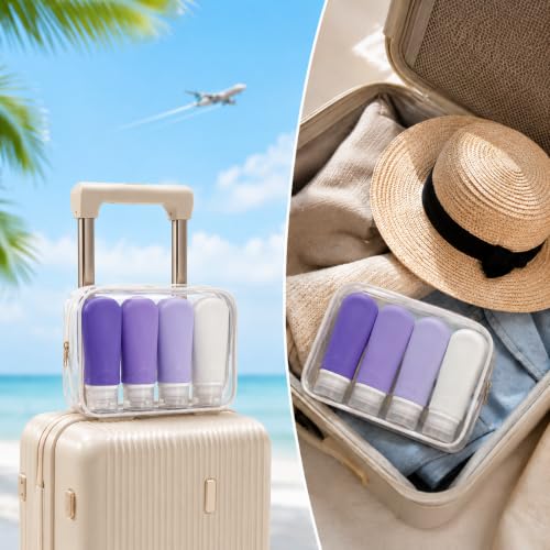 Image of INSFIT Travel Bottles for Toiletries, TSA Approved 3oz Travel Size Containers, BPA Free Leak Proof Squeezable Silicone Tubes for Shampoo Conditioner Lotion Body Wash with Labels