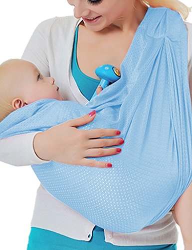 Vine Portable Porte-bébé Sling Wrap Echarpe Ring de Portage Epaule Pouch Plage Voyage - Bleu clair