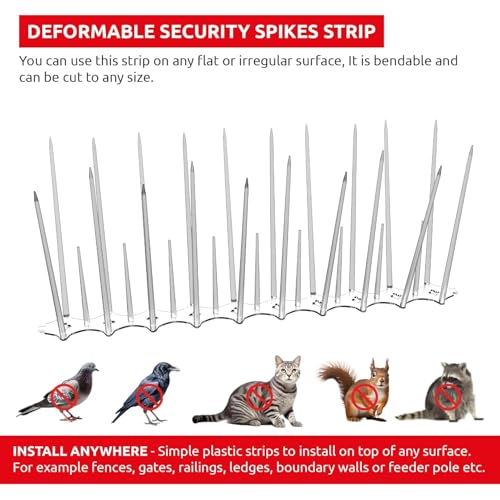 Image of SWAPKART (Pack of 50) Bird and Pigeon Spikes, Pigeon Control Spikes Anti Bird Plastic Spikes for AC Balcony Railing Window Home Protection from Pigeon Dog Monkey Crow Kabootar Transparent
