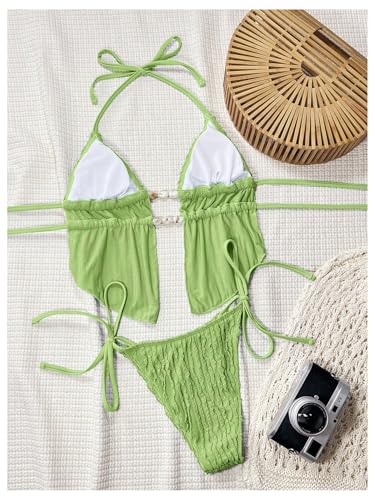 Image of RoseSeek Women's 2 Piece Boho Polka Dots Beaded Bikini Sets Sexy Swimsuits