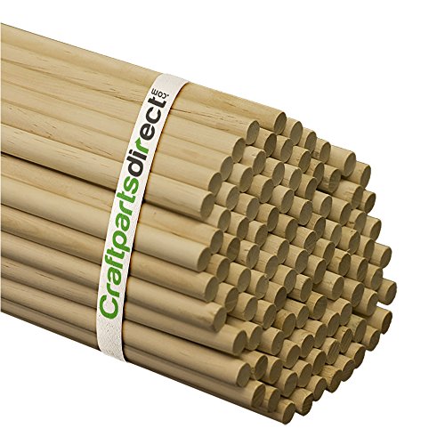 Wooden Dowel Rods - 7/16" x 36" Unfinished Hardwood Sticks - for Crafts